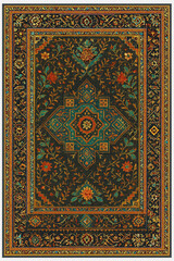 Moroccan Folk art inspired Carpet with modern Pattern in high definition isolated on white canvas with trending colors
