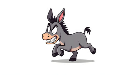 Angry gray donkey illustration. Generative AI
