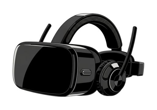 Illustration of virtual reality headset isolated on transparent background
