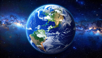 Fototapeta premium Planet Earth from Space on Cosmic Galaxy Background