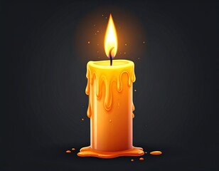 burning candle on black background