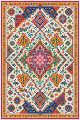 Moroccan Folk art inspired Carpet with modern Pattern in high definition isolated on white canvas with trending colors
