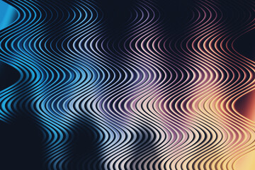 Abstract wavy light streaks create a colorful dynamic pattern displayed on dark surface