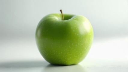 Green apple on white surface