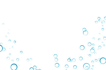 Bubbles floating in water, air, or liquid against a white backdrop
