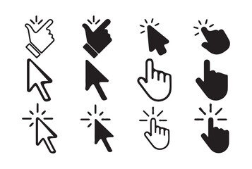 Collection of Hand and Cursor Interaction Icons for UI and Web Design