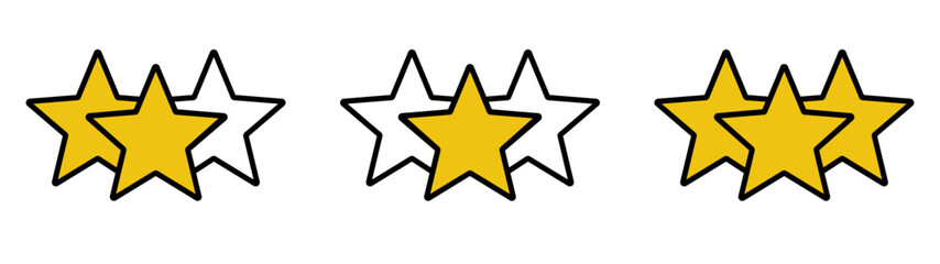 Fototapeta premium Five Stars Customer Review Icon Set with Yellow Rating Symbols for Apps Websites and Quality Feedback Vector