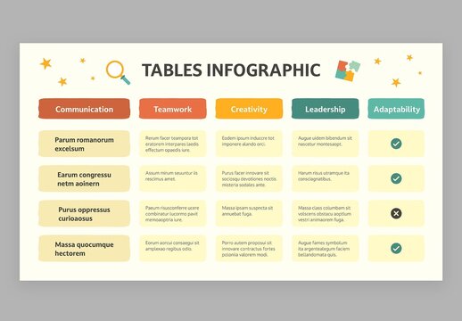 Tables Infographic with Cute Education Style for School Teachers