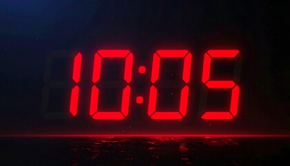 A digital clock displaying "1005" in red against a dark background with a subtle light reflection