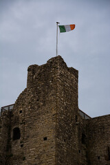 Castle tower with Irish flag on top