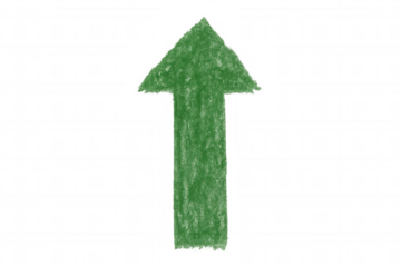 Growing green arrow representing business success, financial improvement, and positive trajectory on clean transparent background, perfect for professional graphics