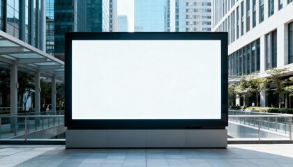 Fototapeta premium Modern Blank Billboard Mockup in Urban Cityscape Setting, Ideal for Advertising and Marketing Campaigns
