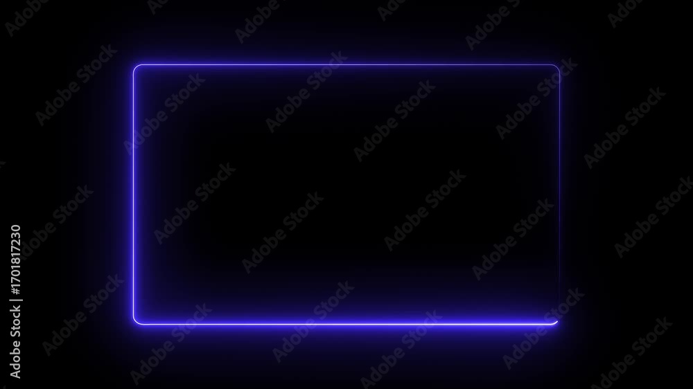 Poster abstract glowing neon rectangle border frame line animation