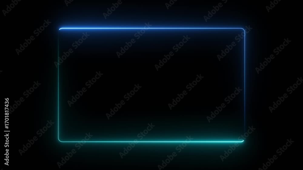 Poster abstract glowing neon rectangle border frame line animation