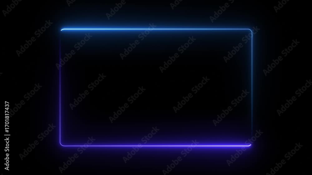 Poster abstract glowing neon rectangle border frame line animation