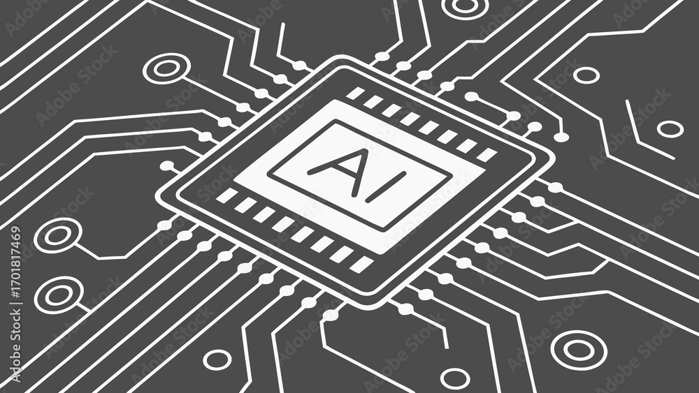 Aufkleber abstract ai circuit board design featuring intricate lines and connections, symbolizing technology a