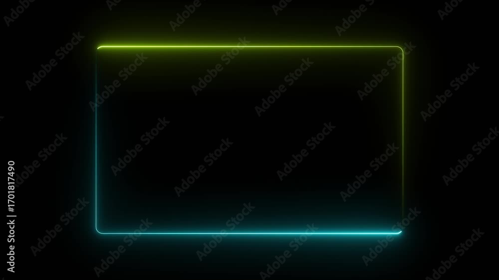 Poster abstract glowing neon rectangle border frame line animation