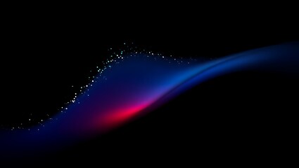 Abstract dark background with dynamic flowing light and sparkling dots