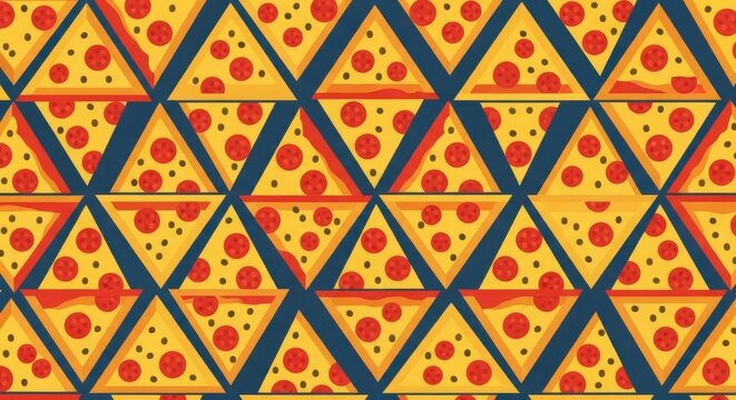 Delicious pizza slices arranged in a modern geometric pattern for vibrant designs