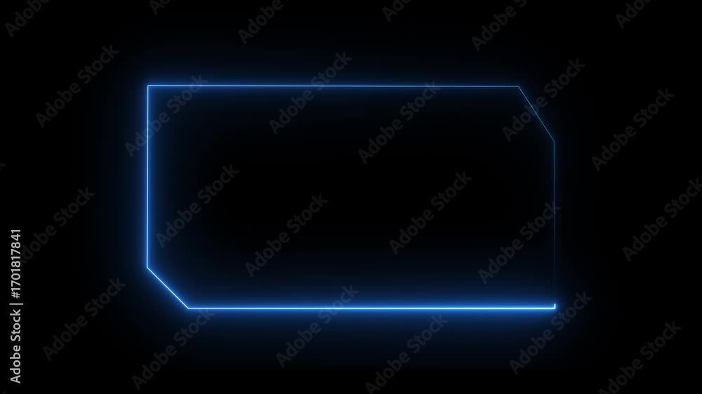 Poster Red color Rectangle glowing neon frame background animation, Glowing neon rectangle border frame in the shape rectangle. Neon abstract red color rectangle shape line animation.