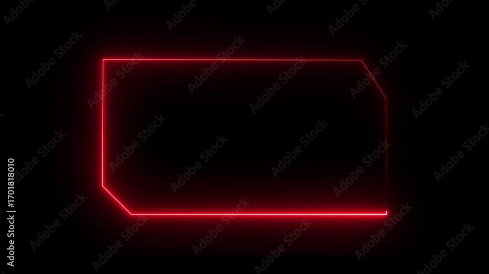 Poster abstract glowing neon rectangle border frame line animation