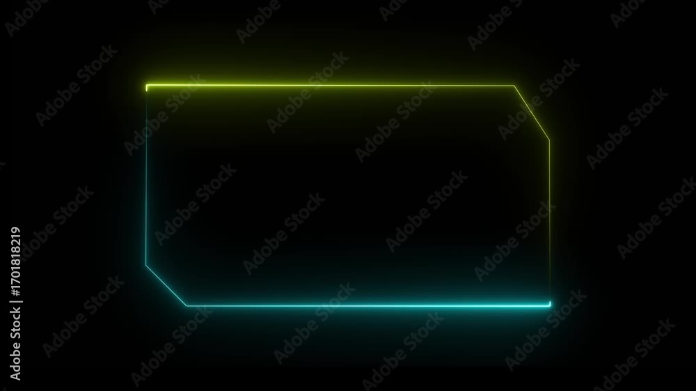 Poster abstract glowing neon rectangle border frame line animation