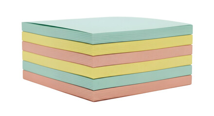 Fototapeta premium Stack of Colorful Sticky Notes in Pastel Shades on White Background