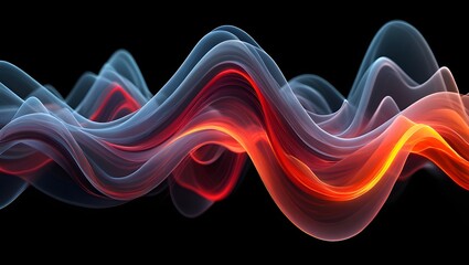 Obraz premium Abstract waves of color on a black background creating a dynamic and modern design element