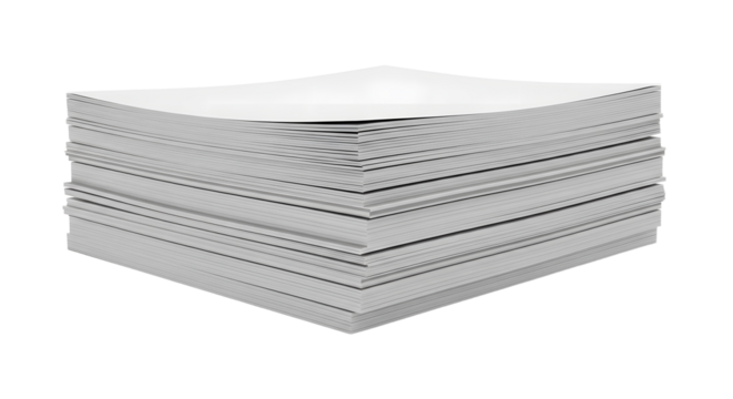 Stack of White Paper Sheets on White Background for Office and Printing