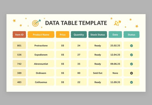 Data Table Infographic with Cute Education Style for School Teachers