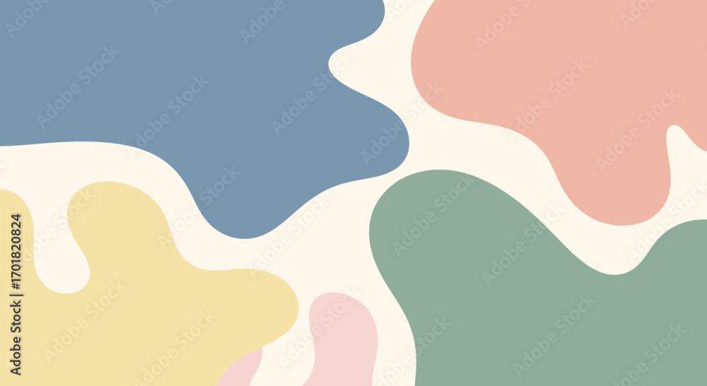 Aufkleber abstract pastel color blocks with organic shapes and soft texture background for modern design proje