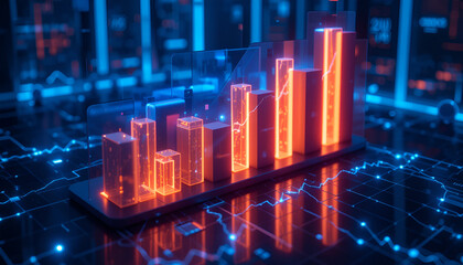 Digital Growth Chart Showing Financial Success and Data Analysis