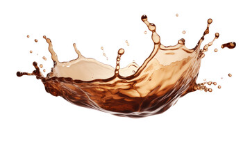 Brown Liquid Splash in the Air. White or PNG Transparent Background.