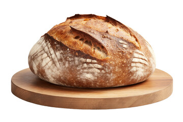  Bread on Wooden Plank. White or PNG Transparent Background.