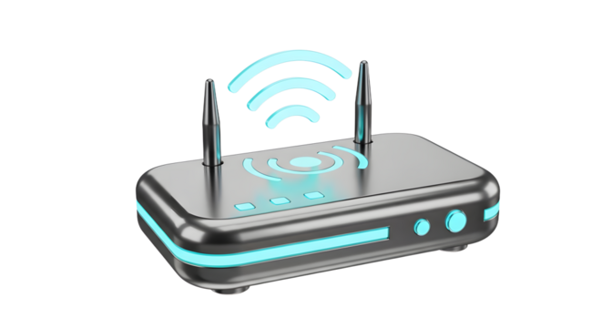 Wireless Signal Extender Device with Antennas and Blue Light Accents