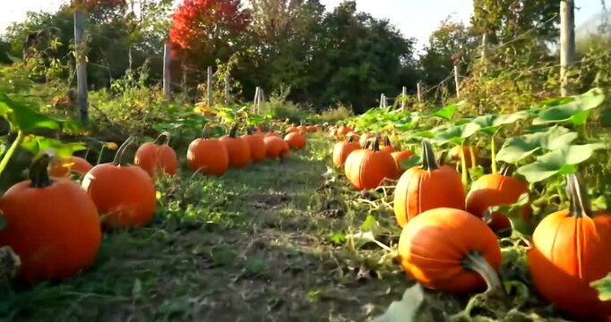 Pumpkin Patch - A Scenic Autumn Harvest Display.