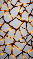 Fototapeta premium Abstract gold and white mosaic pattern with geometric shapes and bright illumination