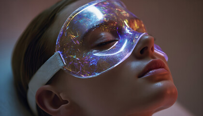A futuristic spa offers treatments using holographic masks derived from enchanted herbs, blending health food benefits with advanced skincare