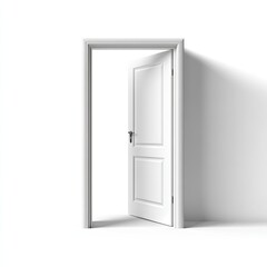 Open white door on a white background
