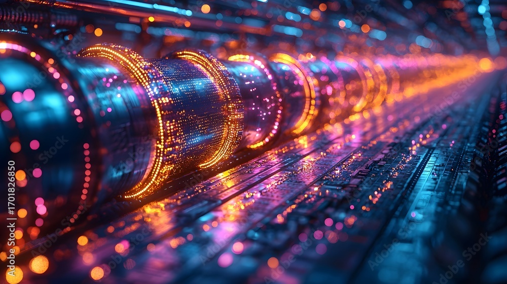 Aufkleber a futuristic digital pipeline glowing with energy symbolizing data flow and technological connectivi