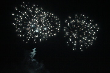 fireworks in rezé (france) for the french national day (bastille day - 14th july)