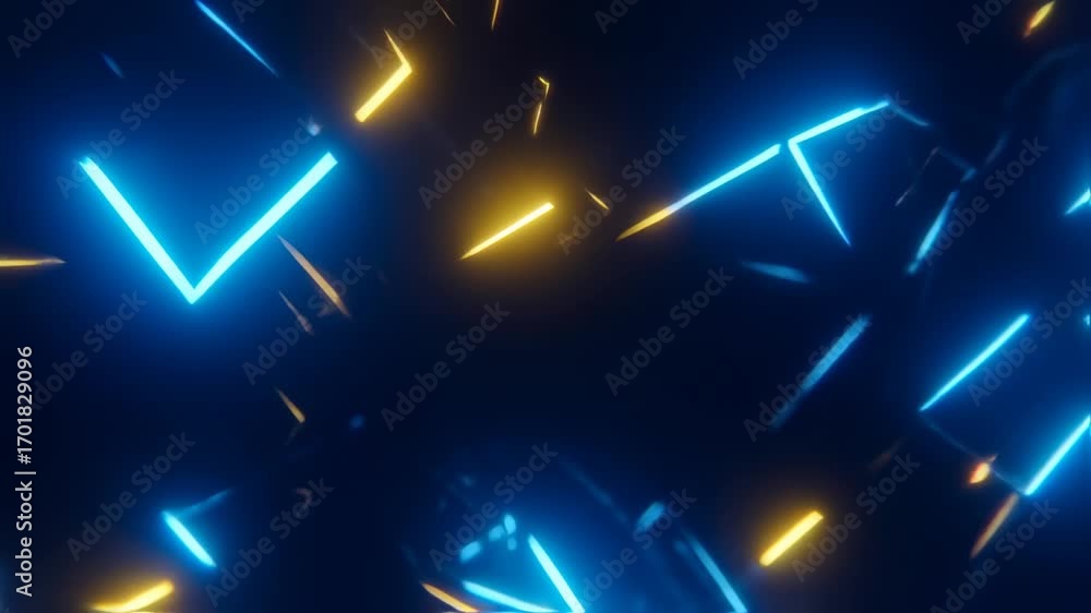 Poster abstract glowing lines and shapes in dark space