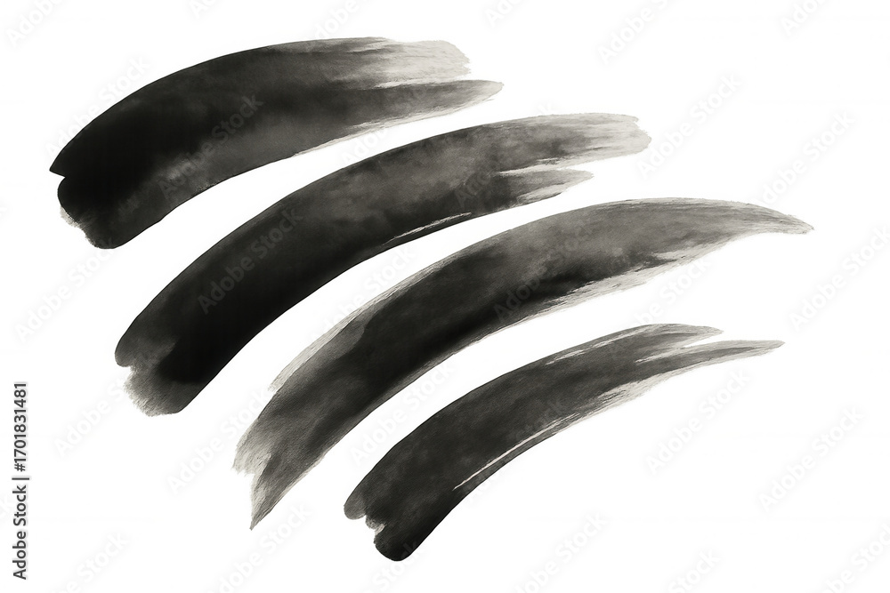 Poster four curved brushstrokes create an arc shape on a transparent background, perfect for adding artisti