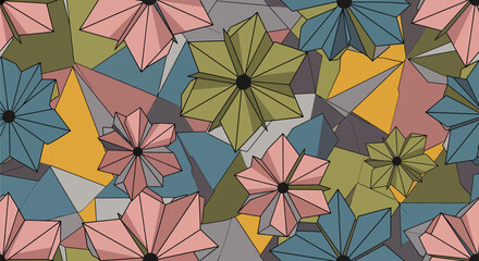 Abstract Blossoms Geometric Arrangement with Graphic Pattern Design