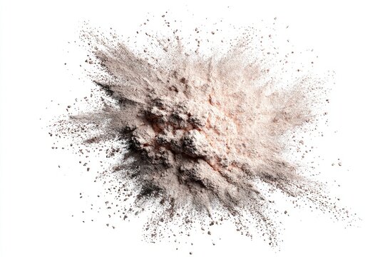 Powder explosion, beige, brown, dark, white background