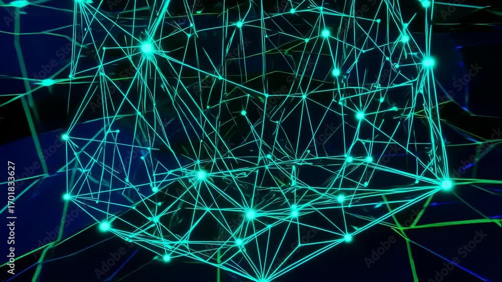 Aufkleber abstract network connecting glowing cube