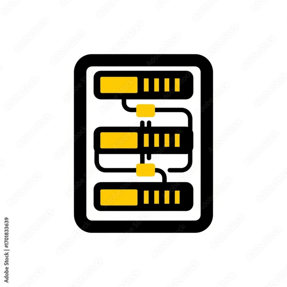 Poster vector art of server rack icon with three levels of servers