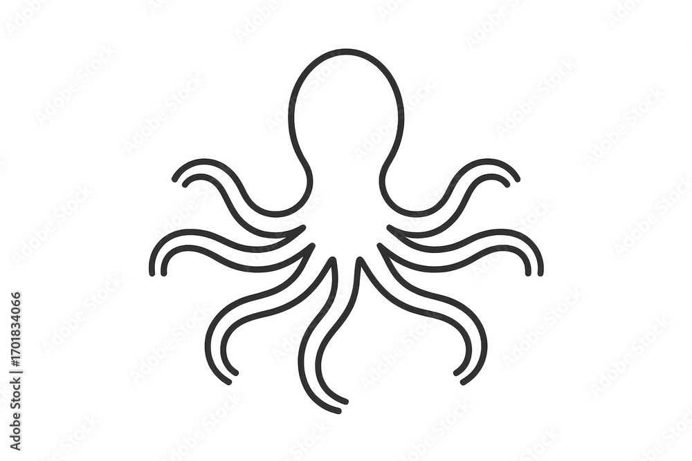 Aufkleber simple line drawing of an octopus, isolated on transparent background image