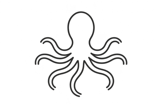 Simple line drawing of an octopus, isolated on transparent background image