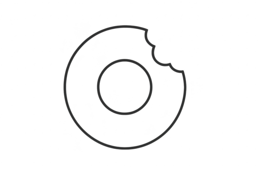 Outline of a bitten donut on transparent background, isolated snack treat - Powered by Adobe